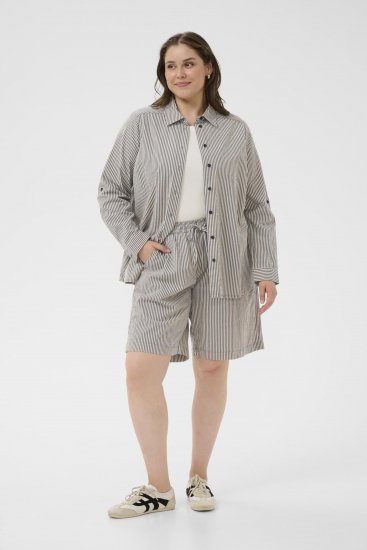 Kaffe Curve Nana Stribede shorts Midnat/Hvid stribet - Jeans & Bukser i Store Størrelser – Plus Size - 