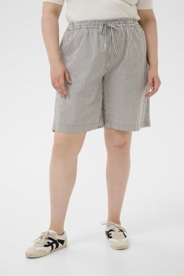 Kaffe Curve Nana Stribede shorts Midnat/Hvid stribet - Jeans & Bukser i Store Størrelser – Plus Size - 