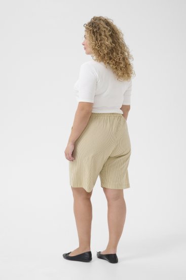 Kaffe Curve Nana Stribede shorts Chincilla/Hvid stribet - Jeans & Bukser i Store Størrelser – Plus Size - 