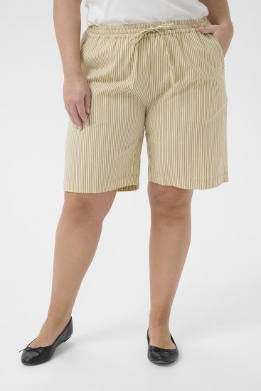 Kaffe Curve Nana Stribede shorts Chincilla/Hvid stribet - Jeans & Bukser i Store Størrelser – Plus Size - 