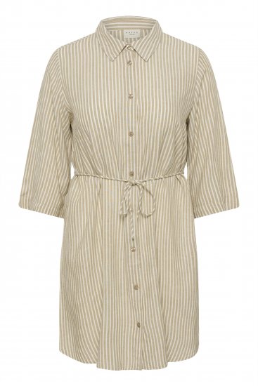 Kaffe Curve Milla Short Shirt Dress Chinchilla/Chalk Stripe - Minikjoler - 