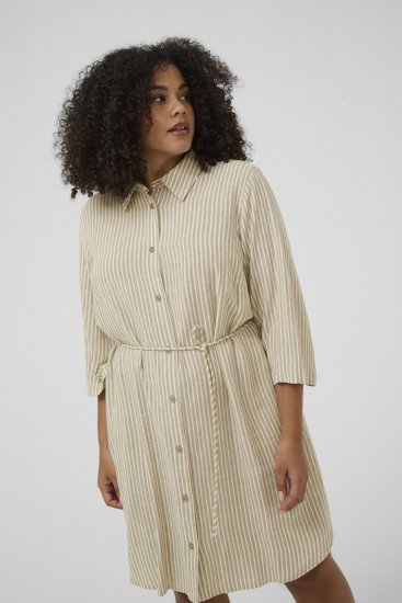 Kaffe Curve Milla Short Shirt Dress Chinchilla/Chalk Stripe - Minikjoler - 