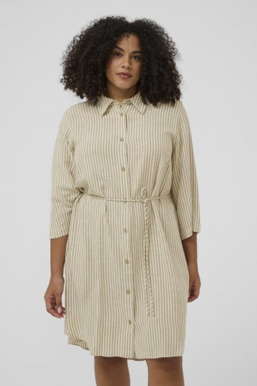 Kaffe Curve Milla Short Shirt Dress Chinchilla/Chalk Stripe - Minikjoler - 