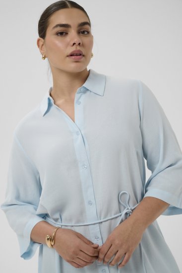 Kaffe Curve Mille Short Shirt Dress Nantucket Breeze Blue - Minikjoler - 