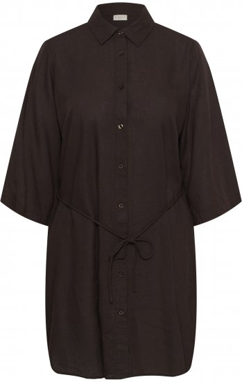 Kaffe Curve Mille Short Shirt Dress Black Coffee Brown - Minikjoler - 