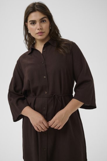 Kaffe Curve Mille Short Shirt Dress Black Coffee Brown - Minikjoler - 