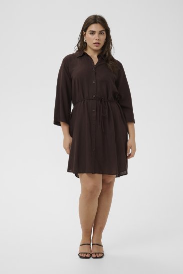 Kaffe Curve Mille Short Shirt Dress Black Coffee Brown - Minikjoler - 