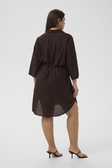 Kaffe Curve Mille Short Shirt Dress Black Coffee Brown - Minikjoler - 