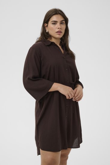 Kaffe Curve Mille Short Shirt Dress Black Coffee Brown - Minikjoler - 