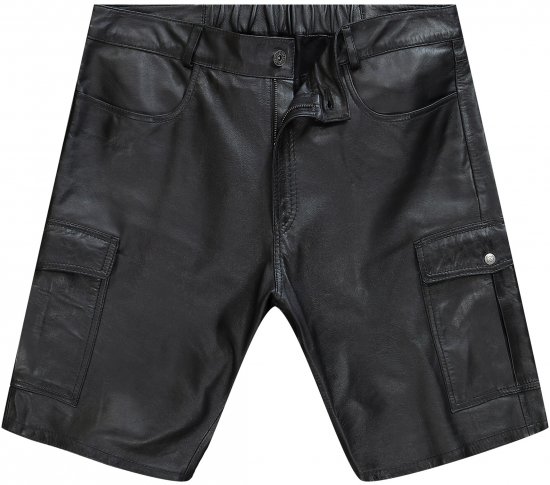JP1880 Leather Shorts Cargo Pockets Lamb Nappa Leather Black - Shorts - Shorts i store størrelser - W40-W60