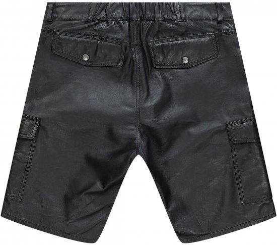 JP1880 Leather Shorts Cargo Pockets Lamb Nappa Leather Black - Shorts - Shorts i store størrelser - W40-W60