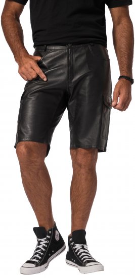 JP1880 Leather Shorts Cargo Pockets Lamb Nappa Leather Black - Shorts - Shorts i store størrelser - W40-W60