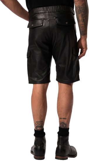 JP1880 Leather Shorts Cargo Pockets Lamb Nappa Leather Black - Shorts - Shorts i store størrelser - W40-W60