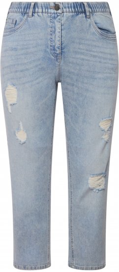Ulla Popken Stonewashed Distressed Boyfriend Jeans Light Blue - Jeans & Bukser i Store Størrelser – Plus Size - 