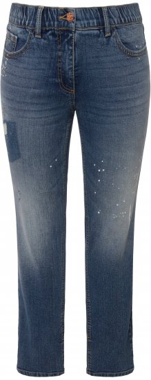 Ulla Popken Distressed Stretch Fit Sarah Jeans Blue Denim - Jeans & Bukser i Store Størrelser – Plus Size - 