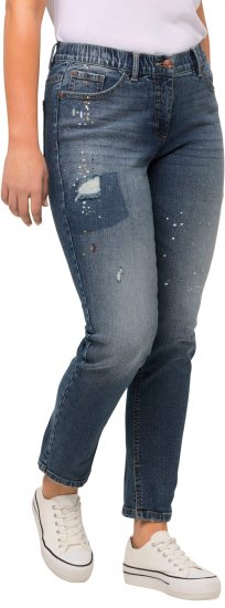 Ulla Popken Distressed Stretch Fit Sarah Jeans Blue Denim - Jeans & Bukser i Store Størrelser – Plus Size - 