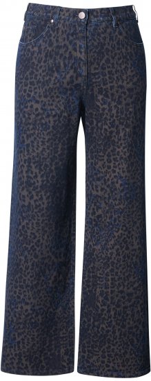 Ulla Popken Leopard Print Stretch Fit Jeans Ink Blue - Jeans & Bukser i Store Størrelser – Plus Size - 