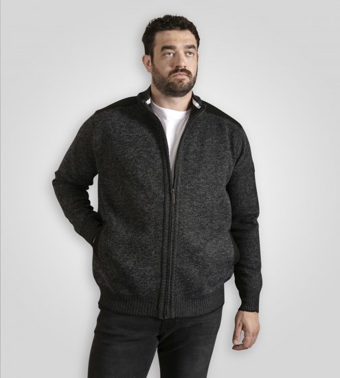 D555 Dereham 2 Knitted Sweater with Zipper Charcoal Marl - Trøjer og hættetrøjer - Trøjer og Hættetrøjer i store størrelser - 2XL-14XL