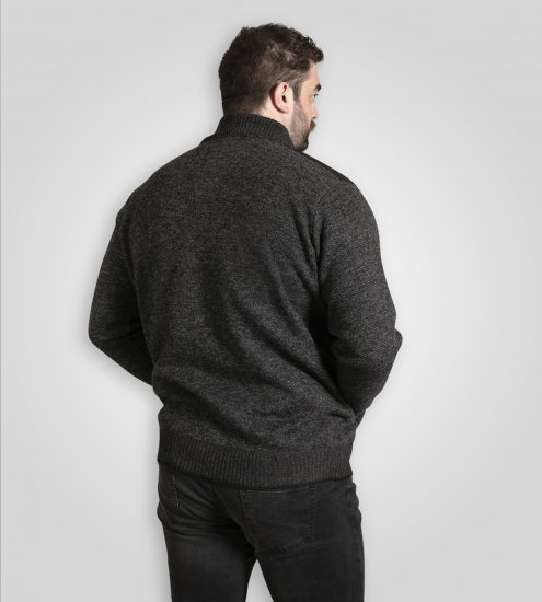D555 Dereham 2 Knitted Sweater with Zipper Charcoal Marl - Trøjer og hættetrøjer - Trøjer og Hættetrøjer i store størrelser - 2XL-14XL
