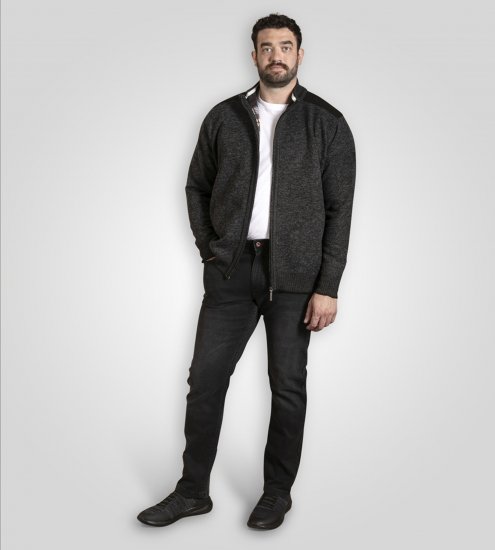 D555 Dereham 2 Knitted Sweater with Zipper Charcoal Marl - Trøjer og hættetrøjer - Trøjer og Hættetrøjer i store størrelser - 2XL-14XL