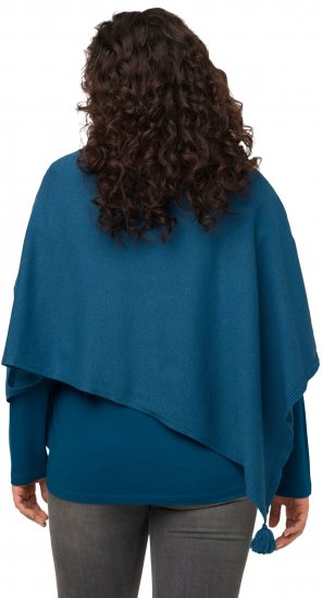Ulla Popken Knit Pointed Hem Poncho Cerulean - Hættetrøjer og sweatshirts - 