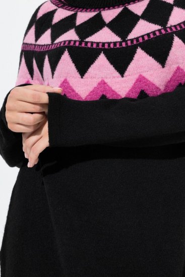 Ulla Popken Neon Alpine Pattern Long Sleeve Turtleneck Sweater Light Pink - Hættetrøjer og sweatshirts - Bløde sweatshirts, hoodies & strik