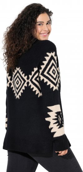 Ulla Popken Aztec Pattern Turtleneck Sweater Black - Hættetrøjer og sweatshirts - 