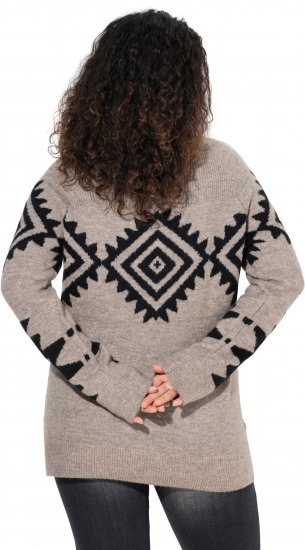 Ulla Popken Aztec Pattern Turtleneck Sweater Pebble Grey - Hættetrøjer og sweatshirts - 