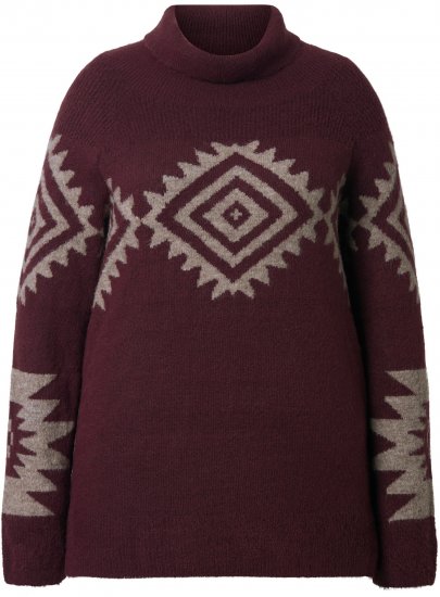 Ulla Popken Aztec Pattern Turtleneck Sweater Plum - Hættetrøjer og sweatshirts - 