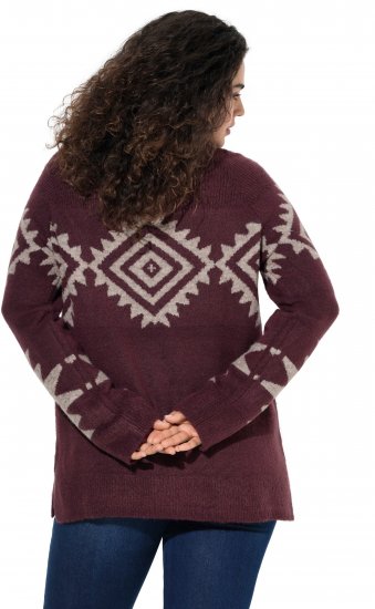 Ulla Popken Aztec Pattern Turtleneck Sweater Plum - Hættetrøjer og sweatshirts - 
