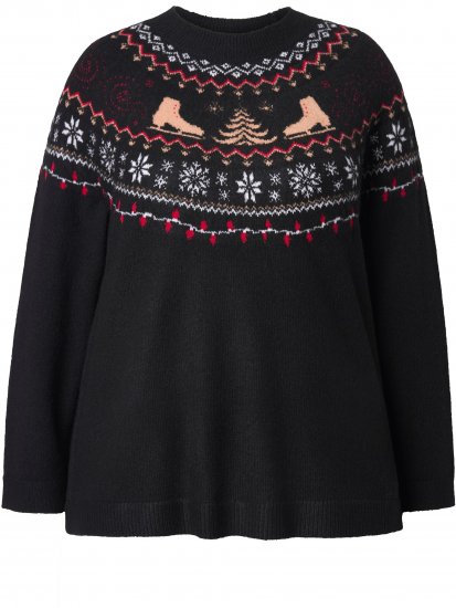 Ulla Popken Norwegian Style Christmas Sweater Black - Hættetrøjer og sweatshirts - Bløde sweatshirts, hoodies & strik