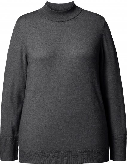 Ulla Popken Long Sleeves Mock Turtleneck Sweater Charcoal Grey Melange - Hættetrøjer og sweatshirts - Bløde sweatshirts, hoodies & strik