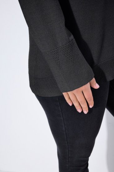 Ulla Popken Long Sleeves Mock Turtleneck Sweater Charcoal Grey Melange - Hættetrøjer og sweatshirts - Bløde sweatshirts, hoodies & strik