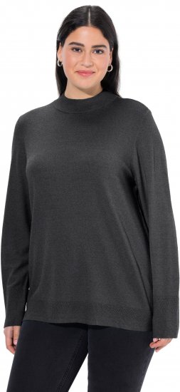 Ulla Popken Long Sleeves Mock Turtleneck Sweater Charcoal Grey Melange - Hættetrøjer og sweatshirts - Bløde sweatshirts, hoodies & strik