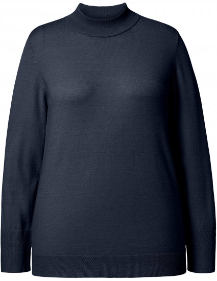 Ulla Popken Long Sleeves Mock Turtleneck Sweater Navy - Hættetrøjer og sweatshirts - 