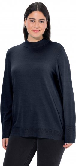 Ulla Popken Long Sleeves Mock Turtleneck Sweater Navy - Hættetrøjer og sweatshirts - 