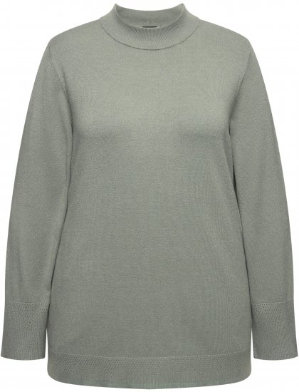 Ulla Popken Long Sleeves Mock Turtleneck Sweater Grey - Hættetrøjer og sweatshirts - 
