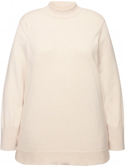 Ulla Popken Long Sleeves Mock Turtleneck Sweater Nature Melange - Hættetrøjer og sweatshirts - 