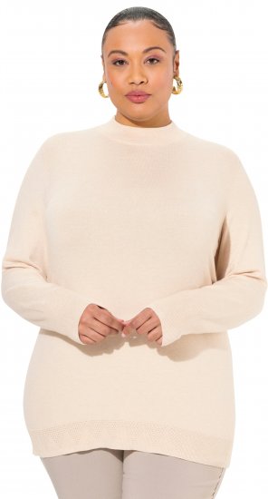 Ulla Popken Long Sleeves Mock Turtleneck Sweater Nature Melange - Hættetrøjer og sweatshirts - 