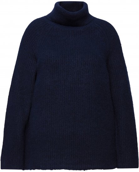Ulla Popken Ribbed Knit Turtleneck Sweater Navy - Hættetrøjer og sweatshirts - 
