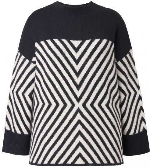 Ulla Popken Graphic Stripe Long Sleeve Turtleneck Sweater Black - Hættetrøjer og sweatshirts - Bløde sweatshirts, hoodies & strik