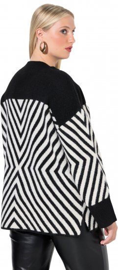 Ulla Popken Graphic Stripe Long Sleeve Turtleneck Sweater Black - Hættetrøjer og sweatshirts - Bløde sweatshirts, hoodies & strik