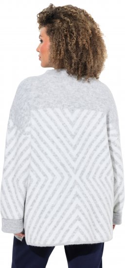 Ulla Popken Graphic Stripe Long Sleeve Turtleneck Sweater Silver Melange - Hættetrøjer og sweatshirts - 