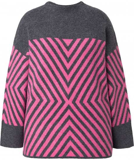 Ulla Popken Graphic Stripe Long Sleeve Turtleneck Sweater Flamingo - Hættetrøjer og sweatshirts - 