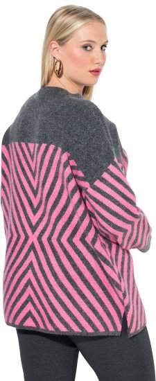 Ulla Popken Graphic Stripe Long Sleeve Turtleneck Sweater Flamingo - Hættetrøjer og sweatshirts - 