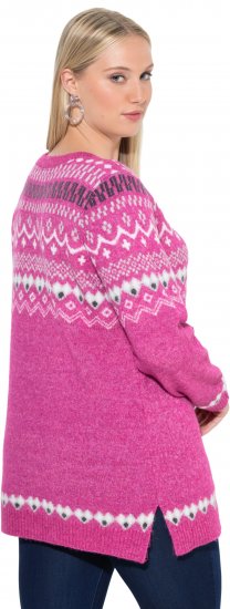 Ulla Popken Norwegian Style Pastel Tone Long Sleeve Sweater Summer Berry - Hættetrøjer og sweatshirts - 