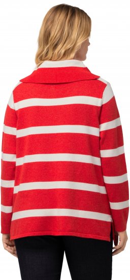 Ulla Popken Stripe Fine Knit Turtleneck Sweater Light Red - Hættetrøjer og sweatshirts - Bløde sweatshirts, hoodies & strik