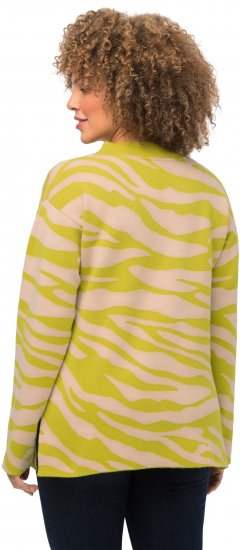 Ulla Popken Zebra Print Mock Turtleneck Long Sleeve Sweater Yellow Green - Hættetrøjer og sweatshirts - 