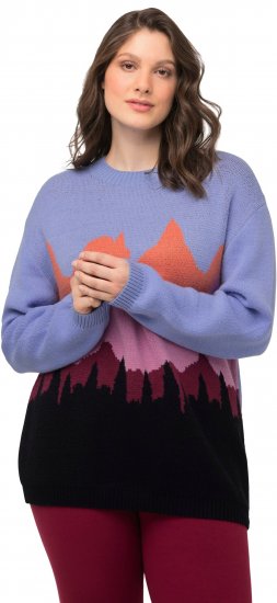 Ulla Popken Long Sleeve Knit Mountain Range Sweater Bright Purple - Hættetrøjer og sweatshirts - 