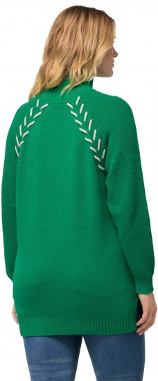 Ulla Popken Contrast Braid Turtleneck Sweater Emerald Green - Hættetrøjer og sweatshirts - Bløde sweatshirts, hoodies & strik